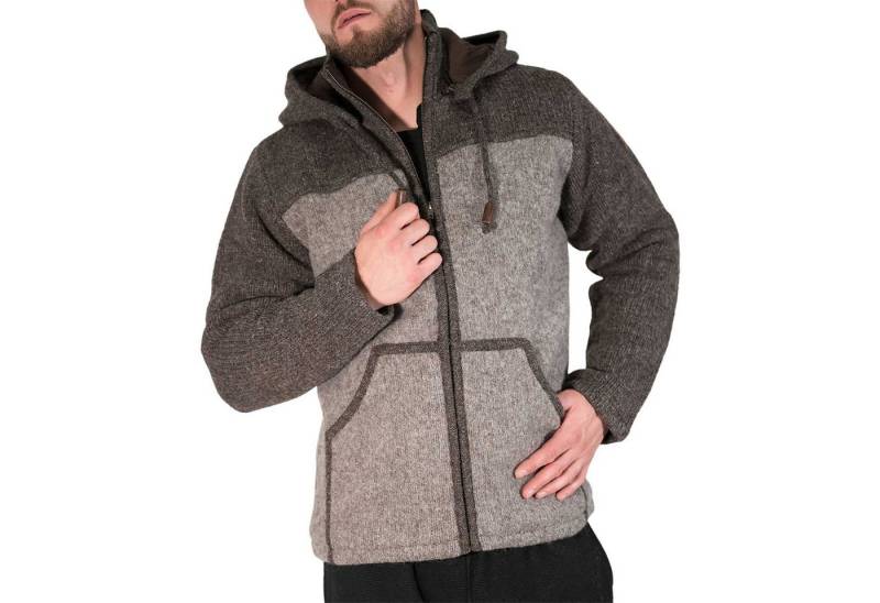KUNST UND MAGIE Trachtenstrickjacke Klassische Herren Strickjacke Wolle abnehmbare Kapuze Baumwollfutter von KUNST UND MAGIE