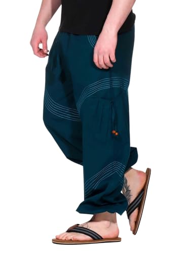 Kunst und Magie Unisex Goa Pluderhose in klassischen Farben, Größe:3XL, Farbe:Türkis/Blau von Kunst und Magie