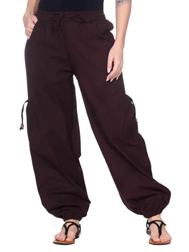 Kunst und Magie Unisex Goa Pluderhose in klassischen Farben, Größe:S/M, Farbe:Braun von Kunst und Magie