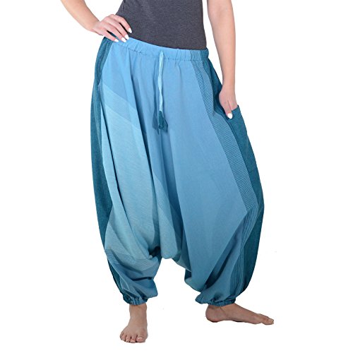 Kunst und Magie Unisex Haremshose OneSize mehrfahrbig, Größe:One Size, Farbe:Blautöne von Kunst und Magie