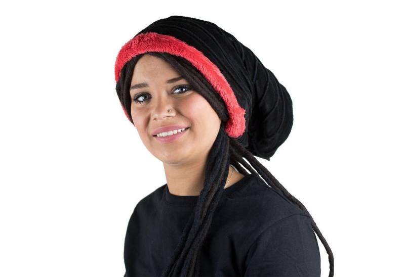 KUNST UND MAGIE Wendemütze Mütze Hut aus Samt und Plüsch Boho Dreadtube 2in1 von KUNST UND MAGIE