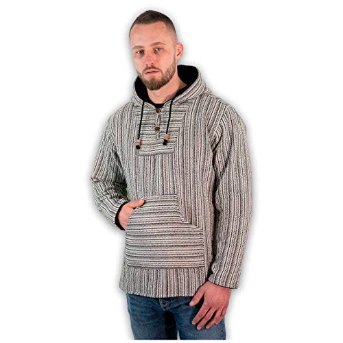 Kapuzenpulli Kapu Baja Jerga Hoodie mit Kapuze und Kängurutaschen, Größe:L, Farbe:Naturfarben von KUNST UND MAGIE