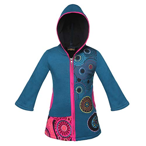 KUNST UND MAGIE Bunte Kinder Hippiejacke mit Zipfelkapuze, Farbe:Petrol, Größe:116 von KUNST UND MAGIE