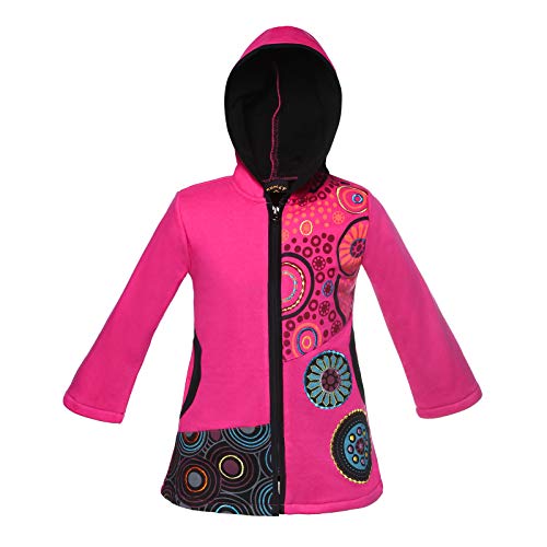 KUNST UND MAGIE Bunte Kinder Hippiejacke mit Zipfelkapuze, Farbe:Pink, Größe:116 von KUNST UND MAGIE