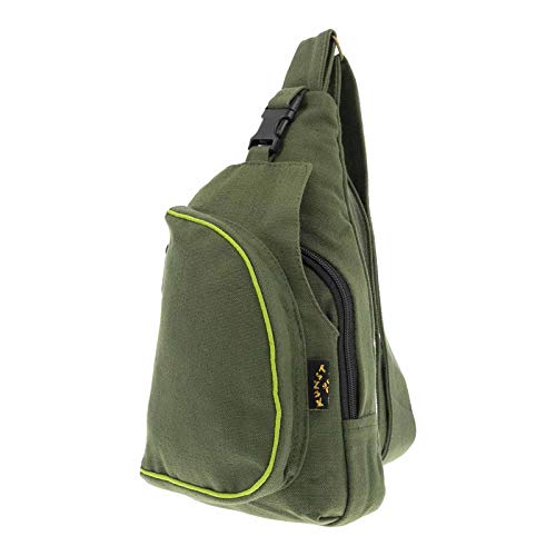 Slingbag Brusttasche Hippie Goa Bodybag Schultertasche Rucksack S, Farbe:Army Green/Lemon von KUNST UND MAGIE