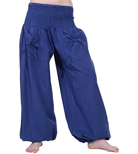 Yoga und Wellnesshose zum Wohlfühlen aus Baumwolle Hippie Goa Hose, Farbe:Blau von KUNST UND MAGIE