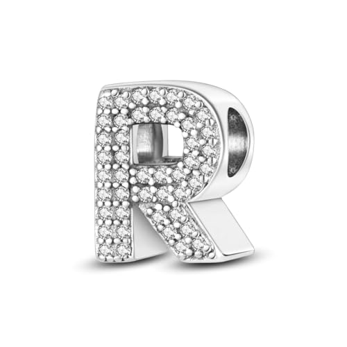 KUNVONIC Buchstabe Charm Anhänger Damen Alphabet A-Z 925 Sterling Silber für Armband Charms Beads passend für Pandora Armband und Halskette, Kompatibel mit Europäischen Armbänder für Frauen Mädchen von KUNVONIC