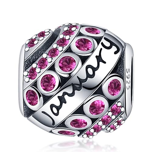 KUNVONIC Damen Charm Anhänger Geburtsstein für Armband 925 Sterling Silber 12 Geburtsstein Charms Beads passend für Pandora Armband, Kompatibel mit Europäischen Armband und Halskette für Frauen Mädche KUNVONIC Damen Charm Anhänger Geburtsstein für Armband 925 Sterling Silber 12 Geburtsstein Charms Beads passend für Pandora Armband, Kompatibel mit Europäischen Armband und Halskette für Frauen Mädche von KUNVONIC