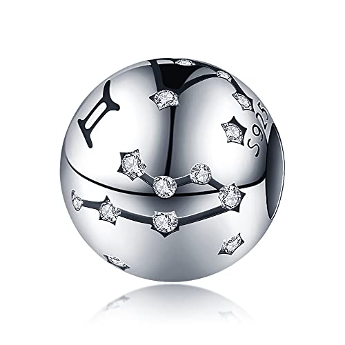 KUNVONIC Damen Charm Anhänger Sternzeichen für Armband 925 Sterling Silber 12 Sternbilder Charms Beads passend für Pandora Armband, Kompatibel mit Europäischen Armband und Halskette für Frauen Mädchen von KUNVONIC