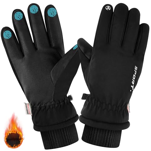 KUOGAS Wasserdichte Thermo Handschuhe Herren Winter,Verdickte Warme Touchscreen Winterhandschuhe für Herren und Damen,Snowboard zum Radfahren, Motorradfahren, Laufen, Bergsteigen und Wandern von KUOGAS