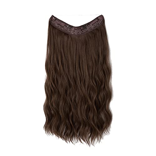Anime Cosplay Perücke Mädchen Brown Wire Hair Extension Langer synthetischer Clip In Wave Curly Hairpiece für Frauen 16 größenverstellbares transparentes Stirnband Perücke Blond Hell (E, A) von KUOKUO