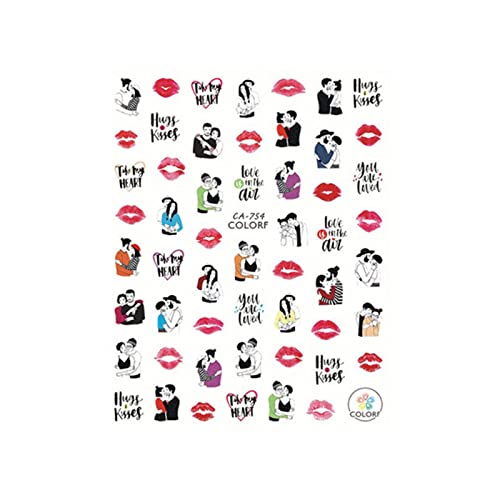Pinsel Mit Deckel Nagelsticker Valentinstag Love Rose Nagelsticker Kreative Sticker für die Pflege der Nägel Nagelaufkleber Kinder Selbstklebend (A, One Size) von KUOKUO