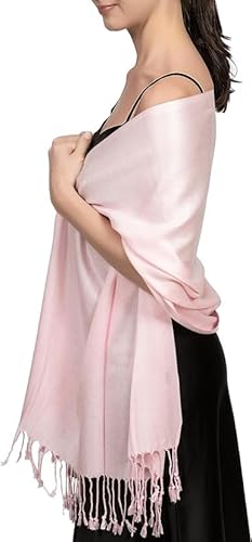 Stola Damen Pashmina Festlich Schals & Tüche Halstuch Schal für Abendkleid Tuch Halstücher Festliche Stolen Schultertuch Scarf Elegante Umhängetuch Groß Weich Seidig Solide Farben Pink von KUOL-KIDS