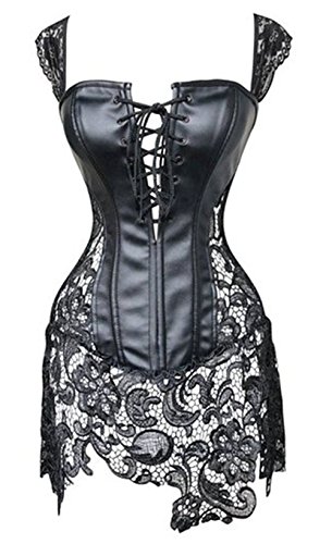 KUOSE Damen Burleske Faux Leder Corsagenkleid Korsett Corsage Übergrößen S-6XL von KUOSE