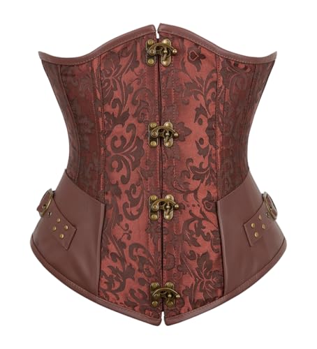 KUOSE Damen Kunstleder Unterbrust Taillen Corsage Korsett Steampunk Dessous von KUOSE