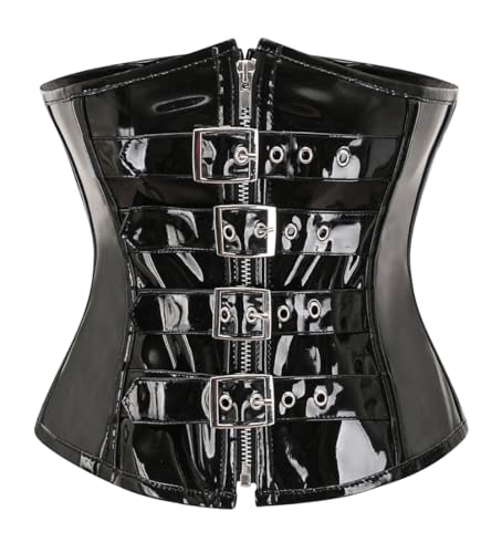 KUOSE Damen Kunstleder Unterbrust Taillen Corsage Korsett Steampunk Dessous von KUOSE