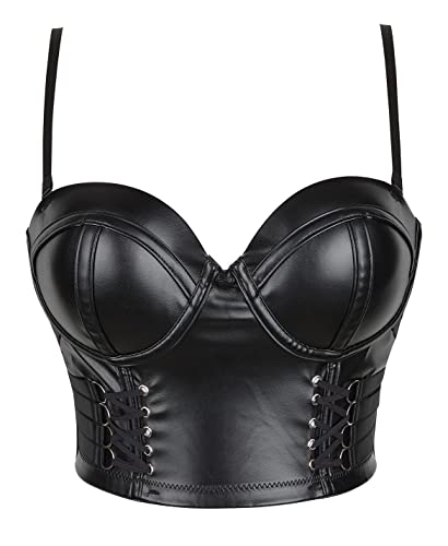 KUOSE Damen Punk Blumenspitze Bustier Korsett Party Bralet Crop Top Schwarz von KUOSE