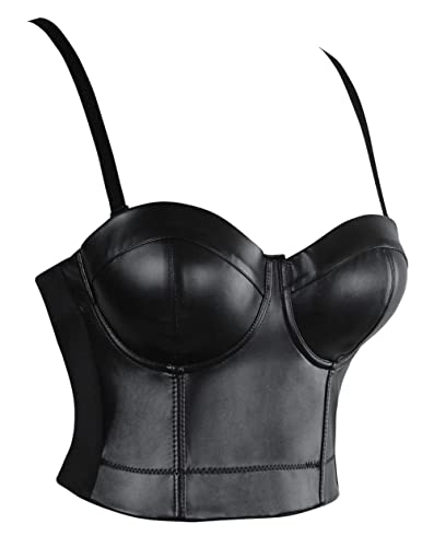 KUOSE Damen Punk Blumenspitze Bustier Korsett Party Bralet Crop Top Schwarz von KUOSE