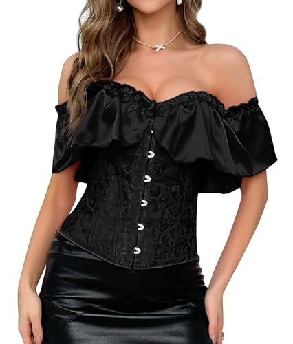 KUOSE Damen Sexy Floral Korsett Bauchweg Vollbrust Corsage Top Übergrößen von KUOSE