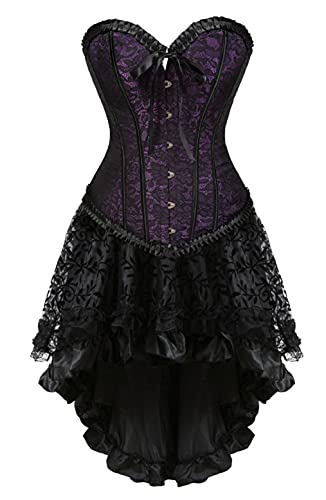 KUOSE Damen Sexy Gothic Korsett Korsage Vollbrust Corsagenkleid Dessous Clubwear von KUOSE