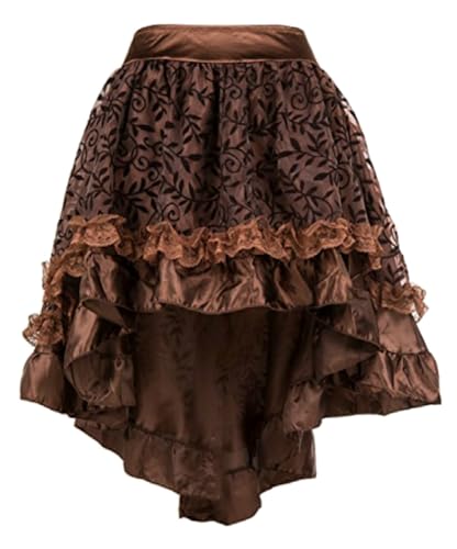 KUOSE Damen Steampunk Rock Asymmetrische Chiffon Spitze Tüllrock Übergrößen von KUOSE