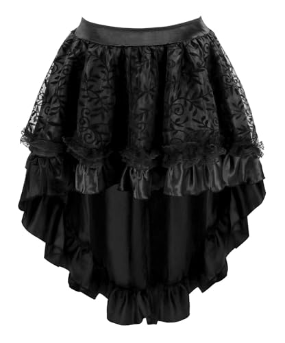 KUOSE Damen Steampunk Rock Asymmetrische Chiffon Spitze Tüllrock Übergrößen von KUOSE