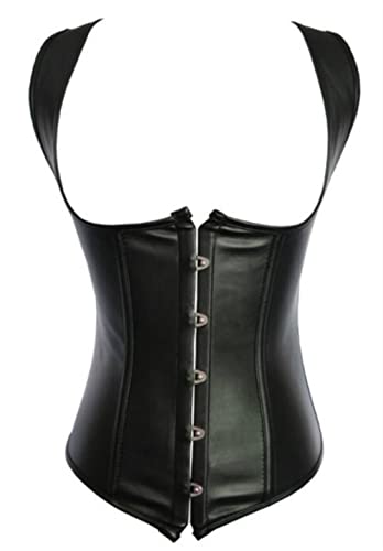 KUOSE Damen Unterbrust Korsett Taillen Gothic Leder Corsage Schwarz Übergrößen S-6XL (34-36, Schwarz) von KUOSE