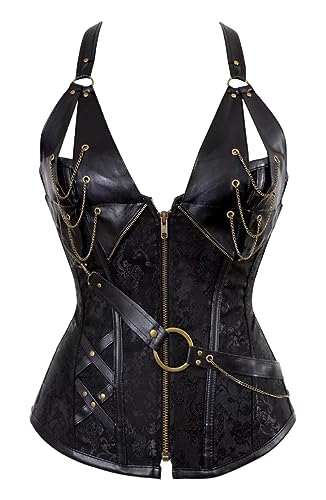 KUOSE Damen Neckholder Corsage Top Korsett Gothic Steampunk Dessous Übergrößen S-6XL von KUOSE