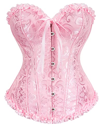 KUOSE Damen Vollbrust Corsage Bauchweg Korsage Top Übergrößen Pink, EUR(40-42)2XL von KUOSE