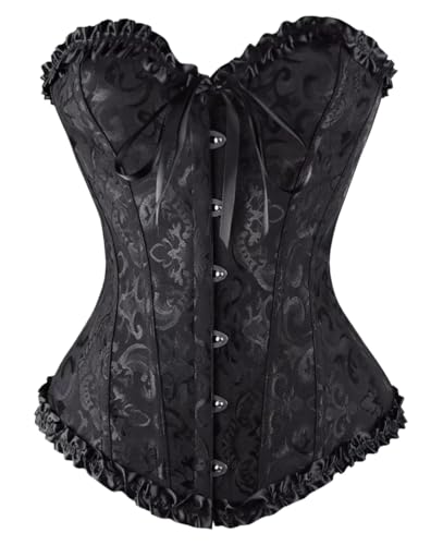 KUOSE Damen Vollbrust Corsage Bauchweg Korsage Top Übergrößen Schwarz, Schwarz, EUR(48-50)6XL von KUOSE