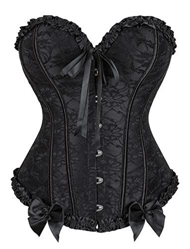 KUOSE Damen Vollbrust Corsage Bauchweg Korsage Top Übergrößen Schwarz-2, EUR(32-34)S von KUOSE