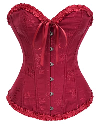 KUOSE Damen Vollbrust Corsage Bauchweg Korsage Top Übergrößen Schwarz von KUOSE