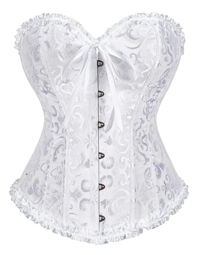 KUOSE Damen Vollbrust Corsage Bauchweg Korsage Top Übergrößen Weiß, EUR(34-36)M von KUOSE