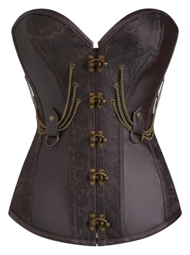 KUOSE Damen Vollbrust Faux Leder Steampunk Corsage Korsett Übergrößen S-6XL von KUOSE