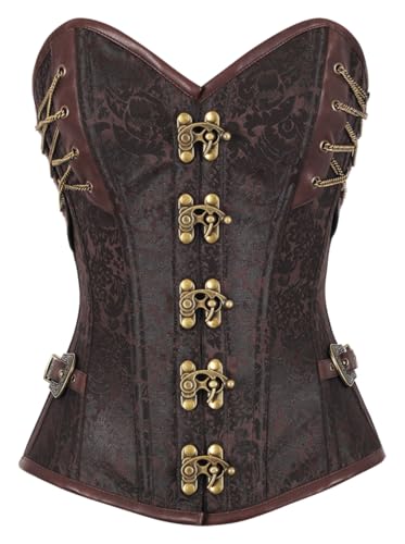 KUOSE Damen Vollbrust Faux Leder Steampunk Corsage Korsett Übergrößen S-6XL von KUOSE