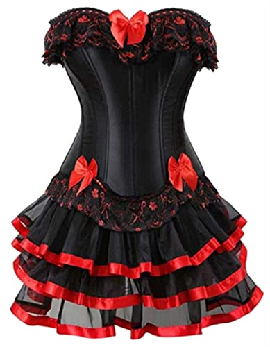 KUOSE Moulin Rouge Gothic Corsagenkleid Korsett Spitenrock Übergrößen S-6XL von KUOSE