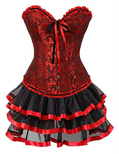 KUOSE Moulin Rouge Gothic Corsagenkleid Korsett Spitenrock Übergrößen S-6XL von KUOSE