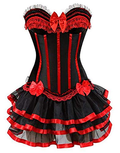 KUOSE Moulin Rouge Gothic Corsagenkleid Korsett Spitenrock Übergrößen S-6XL von KUOSE