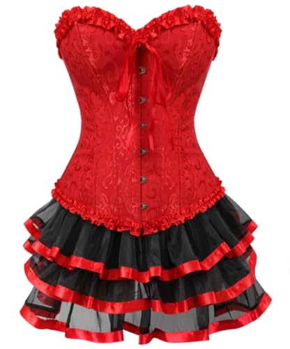 KUOSE Moulin Rouge Gothic Corsagenkleid Korsett Spitenrock Übergrößen S-6XL von KUOSE