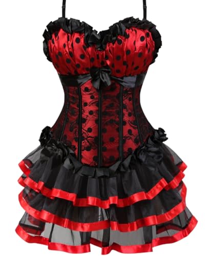 KUOSE Moulin Rouge Gothic Corsagenkleid Korsett Spitenrock Übergrößen S-6XL von KUOSE