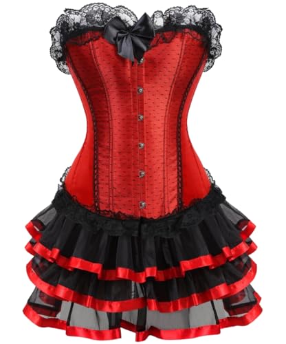 KUOSE Moulin Rouge Gothic Corsagenkleid Korsett Spitenrock Übergrößen S-6XL von KUOSE