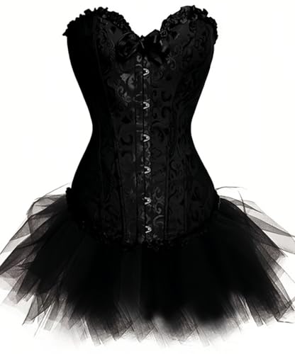 Moulin Rouge Gothic Corsagenkleid Korsett Spitenrock Übergrößen S-6XL von KUOSE
