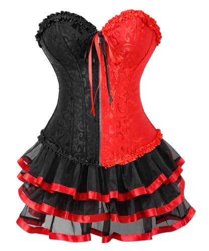 KUOSE Moulin Rouge Gothic Corsagenkleid Korsett Spitenrock Übergrößen S-6XL von KUOSE