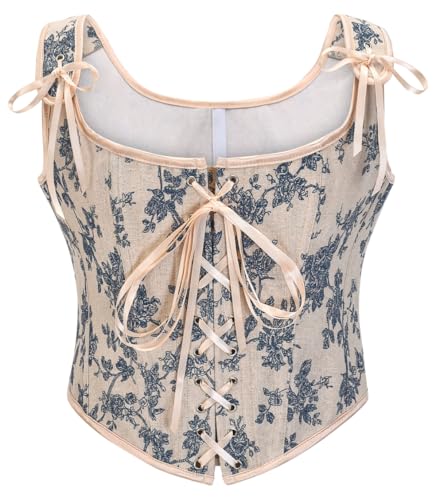 KUOSE Vintage Renaissance Vollbrust Corsage Top mit Träger Bodyshaper Korsett Weste von KUOSE