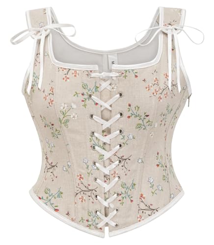 KUOSE Vintage Renaissance Vollbrust Corsage Top mit Träger Bodyshaper Korsett Weste von KUOSE