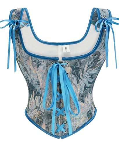 KUOSE Vintage Renaissance Vollbrust Corsage Top mit Träger Bodyshaper Korsett Weste von KUOSE