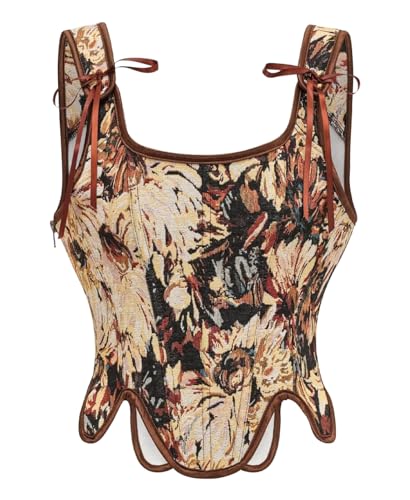 KUOSE Vintage Renaissance Vollbrust Corsage Top mit Träger Bodyshaper Korsett Weste von KUOSE