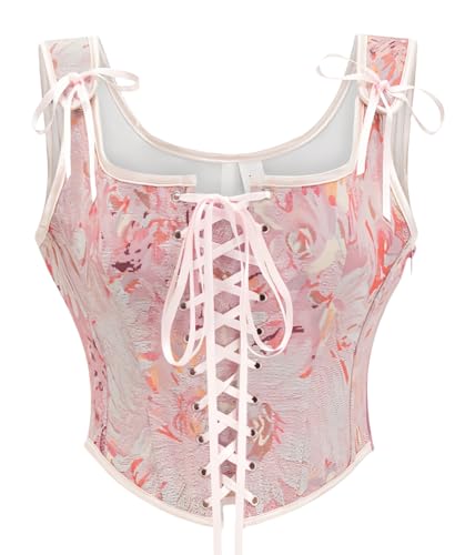 KUOSE Vintage Renaissance Vollbrust Corsage Top mit Träger Bodyshaper Korsett Weste von KUOSE