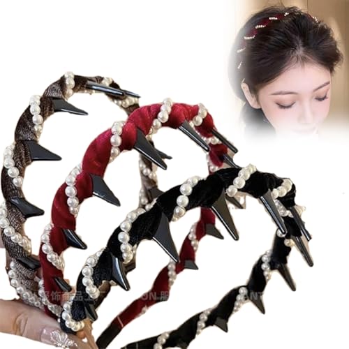 Retro-Haarband mit hoher Stirnpartie und künstlichen Perlen, Perlen-Haarschmuck, Haarband mit hoher Stirnpartie, eine elegante Wahl für Frauen Retro-Haarband mit hoher Stirnpartie und künstlichen Perlen, Perlen-Haarschmuck, Haarband mit hoher Stirnpartie, eine elegante Wahl für Frauen von KUQEOA