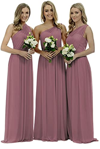 KURFACE Damen Einschulter Brautjungfernkleid Ärmellos Lang Chiffon Formal Abend Party Kleid, Desert Rose, 48 Plus KURFACE Damen Einschulter Brautjungfernkleid Ärmellos Lang Chiffon Formal Abend Party Kleid, Desert Rose, 48 Plus von KURFACE